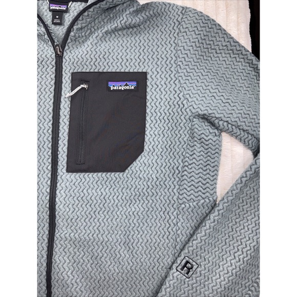 NWOT Patagonia Men R1 Air Fleece Full-Zip Hoodie Med Gray/Blue Retail $220 NICE! - Picture 10 of 15